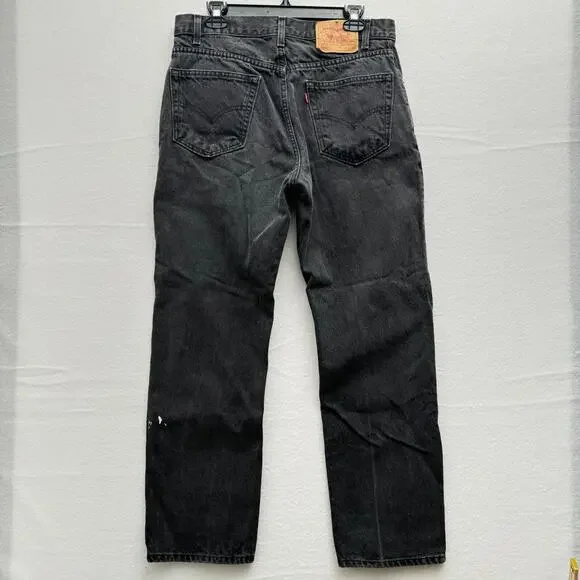 VTG Levi's 505 Men's 34x29 Black Regular Straight Fit Denim Jeans 90s
